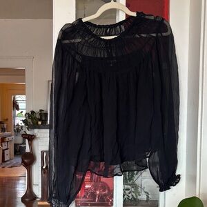 JCREW Black Sheer Blouse